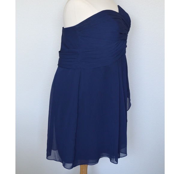 David's Bridal F14847 MARINE Short Chiffon Dress - Picture 5 of 8